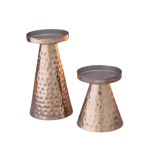 IRON PILLAR CANDLE HOLDER SET OF 2 (COPPER)